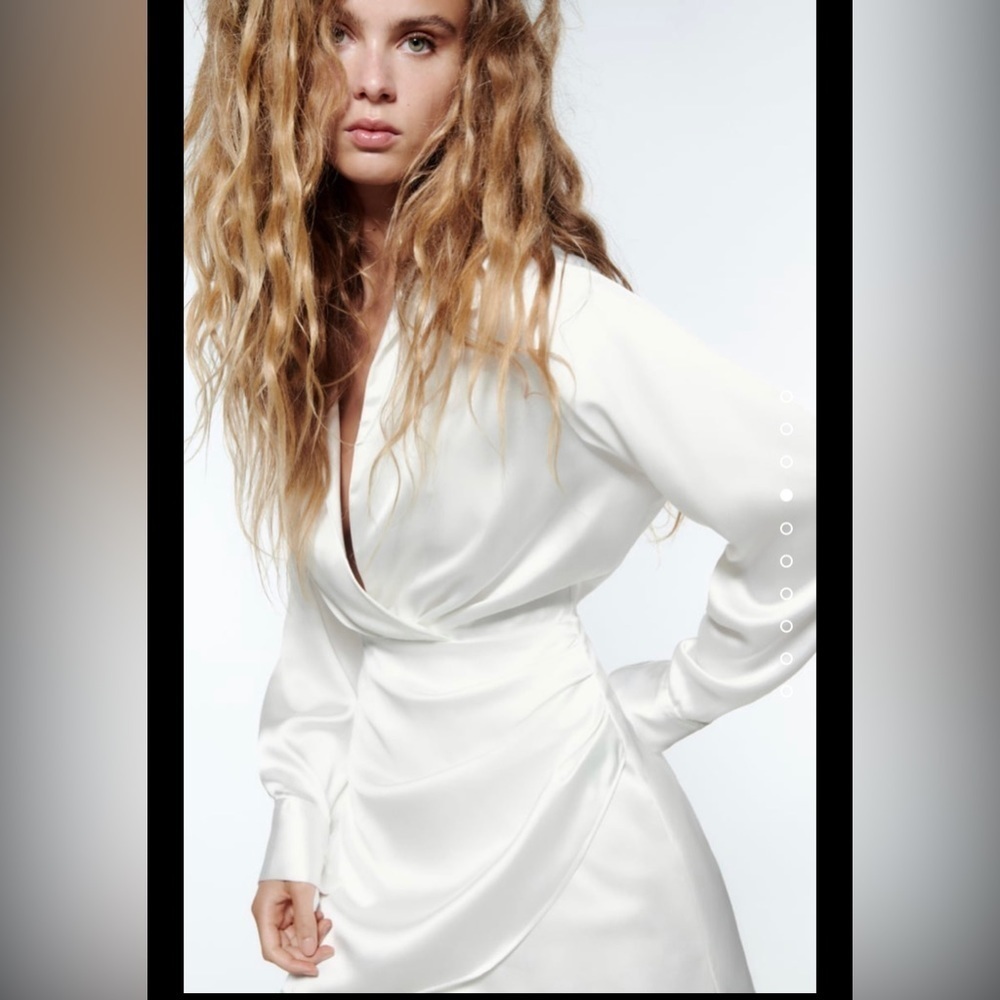 Zara Long Sleeve Satin Effect Dress Nwt - Picture 4 of 15